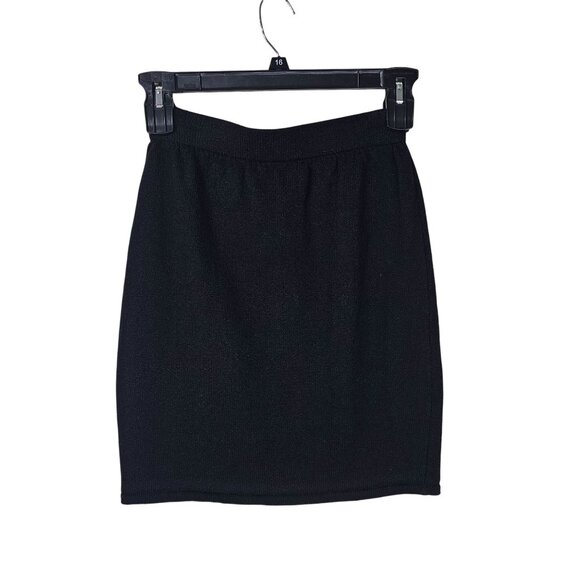 St. John Santana Knit Mini Skirt 4 Black Quiet Luxury Designer Evening Capsule - Picture 1 of 7